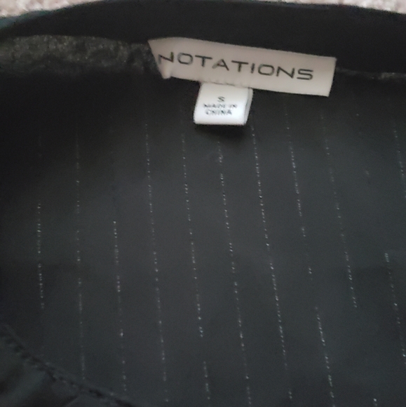 Notations s metallic silver stripes vneck flowy button tab sleeves - Picture 3 of 6